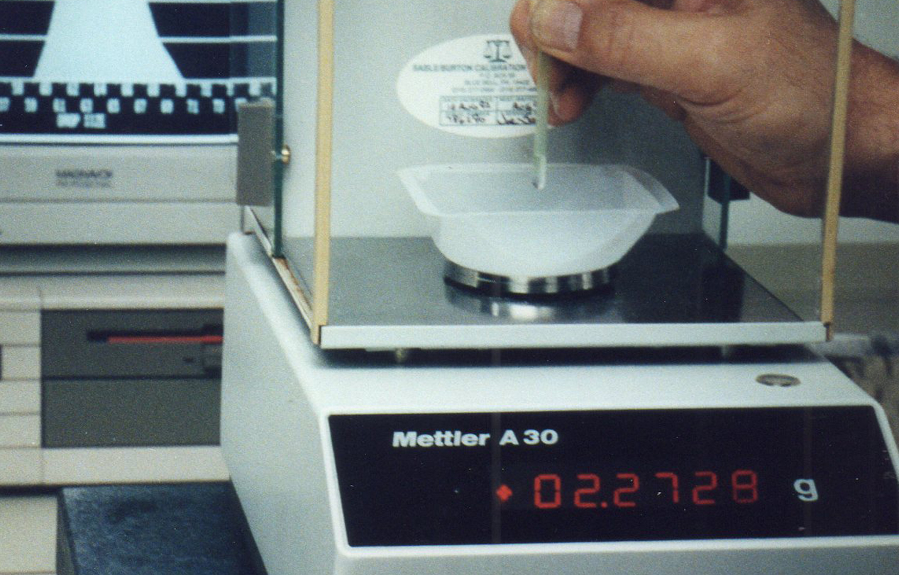 A person is measuring the amount of food on top of a scale.